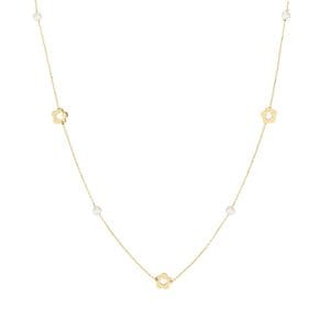 Colier din aur 14k Floricele si Perle