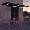 Copertină retractabilă cu senzor vânt & LED antracit 500×300 cm
