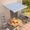 Copertină retractabilă manual, albastru și alb, 400 x 300 cm