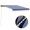 Copertină retractabilă manual cu LED, albastru/alb, 350×250 cm