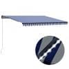 Copertină retractabilă manual cu LED, albastru/alb, 450×300 cm