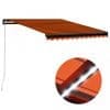 Copertină retractabilă manual LED portocaliu și maro 300×250 cm