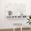 Dulap cu oglindă și LED, alb extralucios, 90×31,5×62 cm
