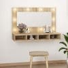 Dulap cu oglindă și LED, stejar sonoma, 90×31,5×62 cm