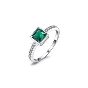 Inel din argint Elegant Square Emerald