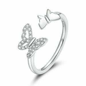 Inel reglabil din argint Duo Butterflies