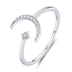 Inel reglabil din argint reglabil cu Semiluna