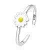 Inel reglabil din argint White Daisy Flower