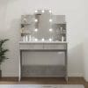 Masă de toaletă cu LED, gri beton, 96x40x142 cm