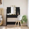 Masă de toaletă cu LED-uri, negru, 96x40x142 cm