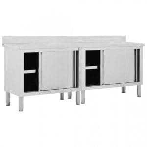 Mese lucru uși glisante 2 buc. 200x50x(95-97)cm oțel inoxidabil
