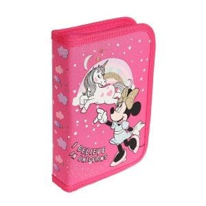 Penar 1 fermoar & 2 flaps, 19.5x13x3.5 cm, 32 piese, echipat Minnie