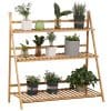 Outsunny Jardiniera de exterior din bambus cu 3 niveluri cu design inaltat si pliabil, 98x37x96,5 cm, culoarea lemnului | AOSOM RO