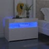 Noptiere cu lumini LED, 2 buc., alb extralucios, 60x35x40 cm