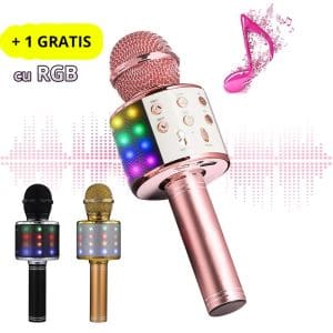 Microfon karaoke NYTRO Pro 8, Radio FM, Bluetooth, Lumini RGB, Functie Ecou, Boxa Bluetooth + 1 GRATIS