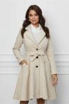 Palton Ella Collection Sonia bej cu picatele si cordon in talie