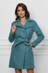Palton Moze verde mint cu cordon in talie