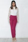 Pantaloni MBG magenta cu nasturi perlati