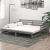 Pat extensibil de zi, 2x(90×200) cm, gri, lemn masiv de pin