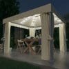 Pavilion cu perdele & șiruri lumini LED, alb crem, 3×3 m