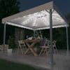 Pavilion cu șiruri de lumini LED, crem, 300×300 cm, aluminiu