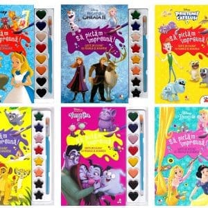 Pachet Carte de colorat cu pensula si acuarele (format mic)