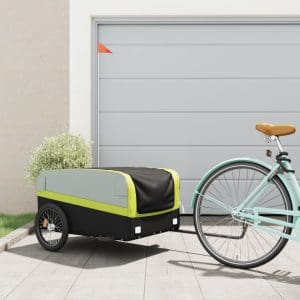 Remorcă de marfă pentru biciclete, negru & verde, 45 kg, fier