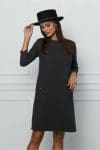 Rochie Dy Fashion gri cu buzunare