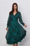 Rochie Leonard Collection turcoaz cu imprimeuri negre