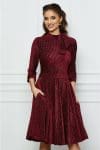 Rochie MBG bordo din catifea cu lurex