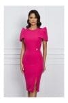 Rochie MBG fucsia cu umeri bufanti
