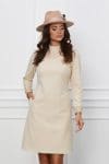 Rochie Moze ivory cu insertii din piele ecologica la bust