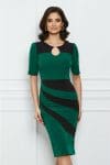Rochie Moze verde cu dungi negre