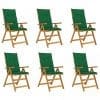 Scaune grădină pliabile, cu perne, 6 buc., lemn masiv de acacia