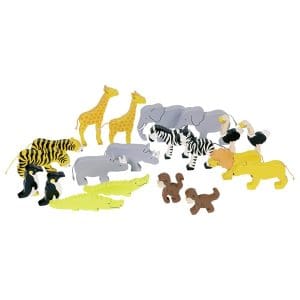 Set de 20 de animale sălbatice din lemn