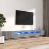 Set dulapuri TV cu LED, 3 piese, gri sonoma, lemn prelucrat