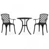 Set mobilier bistro, 3 piese, negru, aluminiu turnat