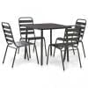 Set mobilier de exterior, 5 piese, gri închis, oțel