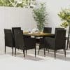 Set mobilier de exterior, 7 piese, negru, poliratan