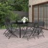 Set mobilier de exterior, 9 piese, oțel
