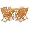 Set mobilier de exterior pliabil, 7 piese, lemn masiv de acacia