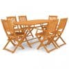 Set mobilier de exterior pliabil, 7 piese, lemn masiv de acacia