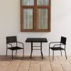 Set mobilier de grădină, 3 piese, negru, poliratan