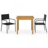 Set mobilier de grădină, 3 piese, negru