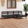 Set mobilier de grădină, 4 piese, negru, lemn masiv de pin