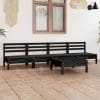 Set mobilier de grădină, 5 piese, negru, lemn masiv de pin
