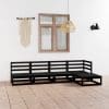 Set mobilier de grădină, 5 piese, negru, lemn masiv de pin