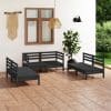 Set mobilier de grădină, 6 piese, negru, lemn masiv de pin