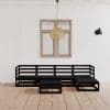 Set mobilier de grădină, 6 piese, negru, lemn masiv de pin