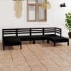 Set mobilier de grădină, 6 piese, negru, lemn masiv de pin